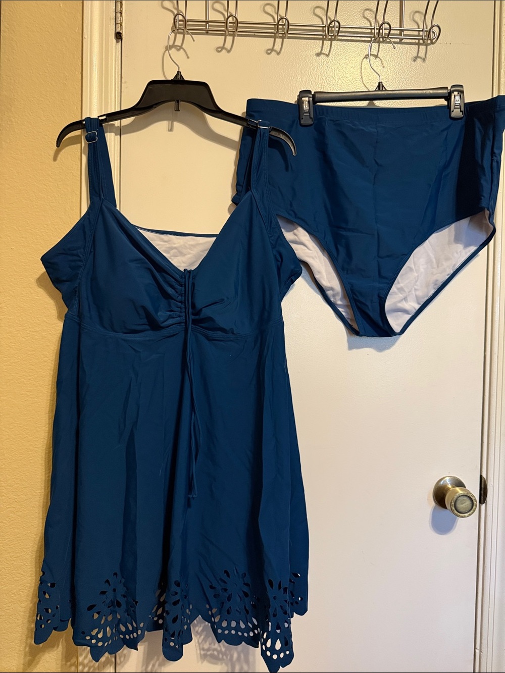Teal Swimdress with High-Waist Briefs